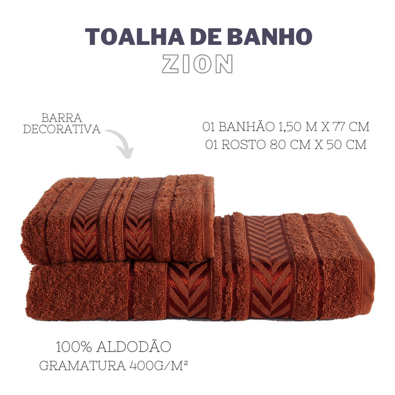 Jogo de toalhas 01 banho e 01 rosto - Zion