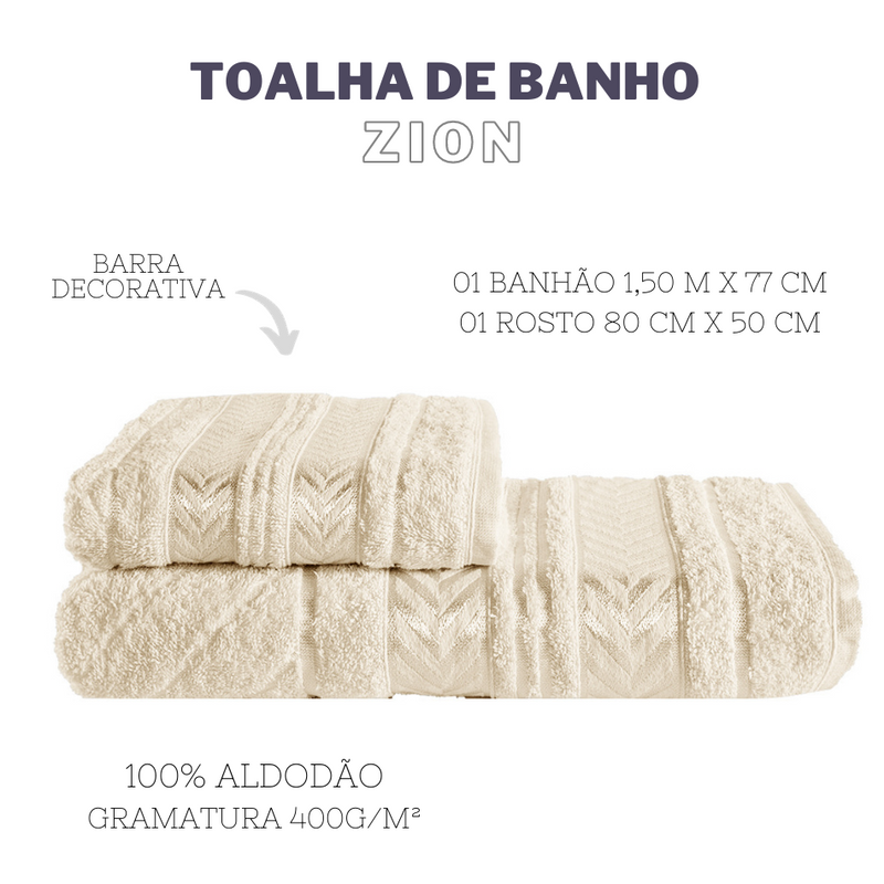 Jogo de toalhas 01 banho e 01 rosto - Zion