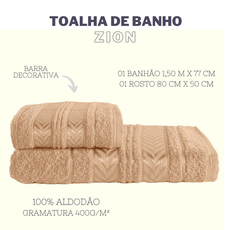 Jogo de toalhas 01 banho e 01 rosto - Zion