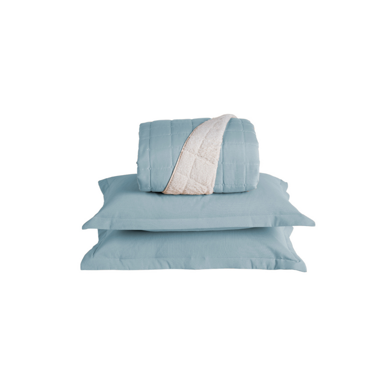Kit Cobre Leito Matelado Dupla Face Sherpa de Carneiro 3 Peças 80% Algodão / 20% Poliéster Percal 180 Fios
