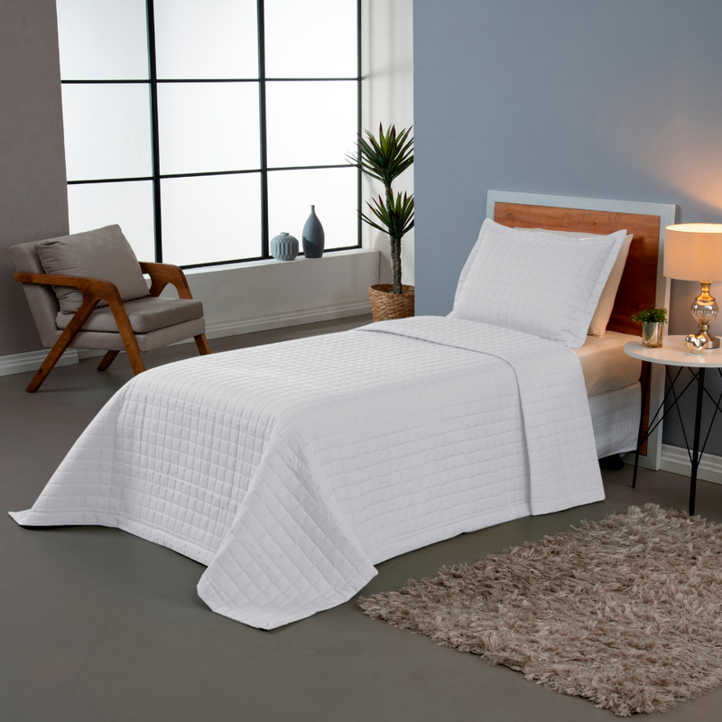 Kit Cobre Leito Matelado Copacabana 2 Peças Solteiro 100% Poliéster Percal 300 Fios