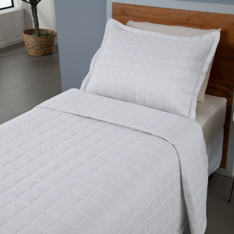Kit Cobre Leito Matelado Dupla Face Soft 2 Peças Solteiro 100% Poliéster Areia