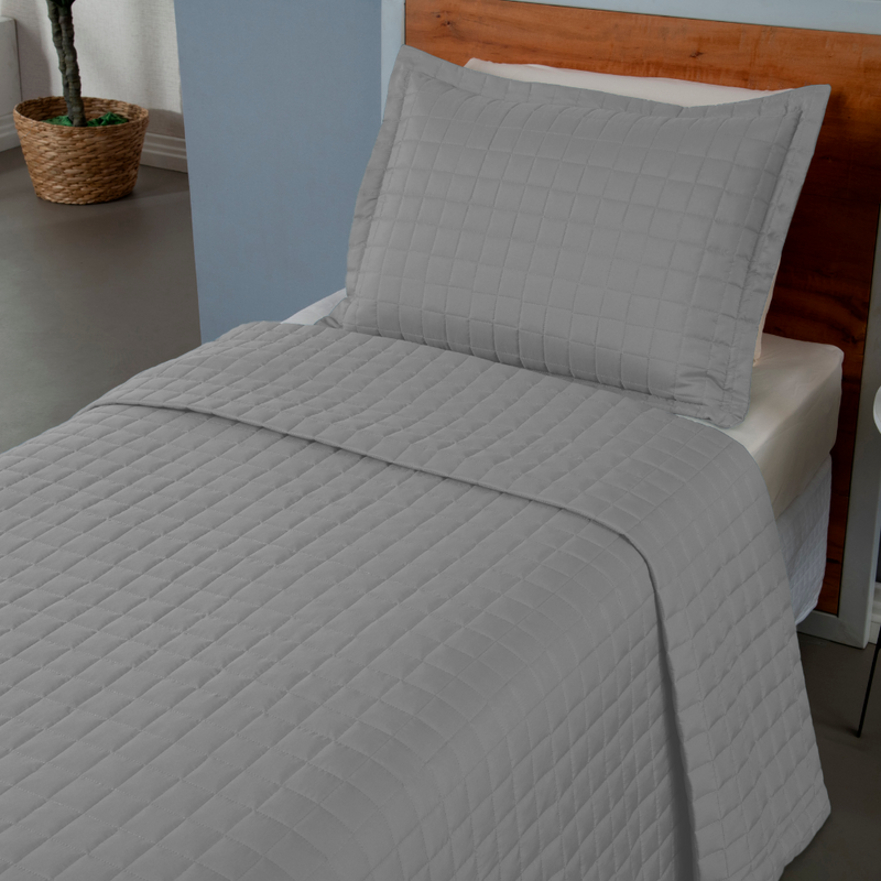 Kit Cobre Leito Matelado Copacabana 2 Peças Solteiro 100% Poliéster Percal 300 Fios