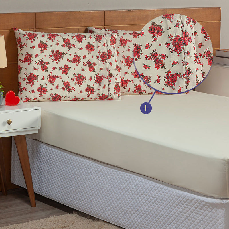 Jogo de Cama Queen 3 Peças Esmeralda 100% Algodão Percal 150 Fios
