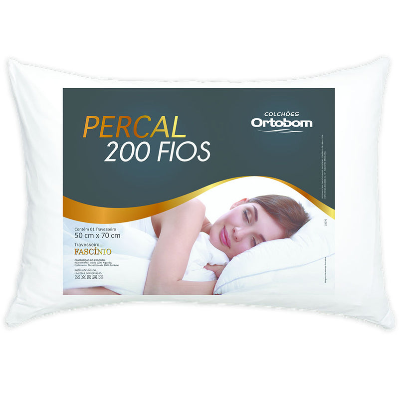 Travesseiro 70cm x 50cm 1 Peça Ortobom Fascínio Percal 200 Fios