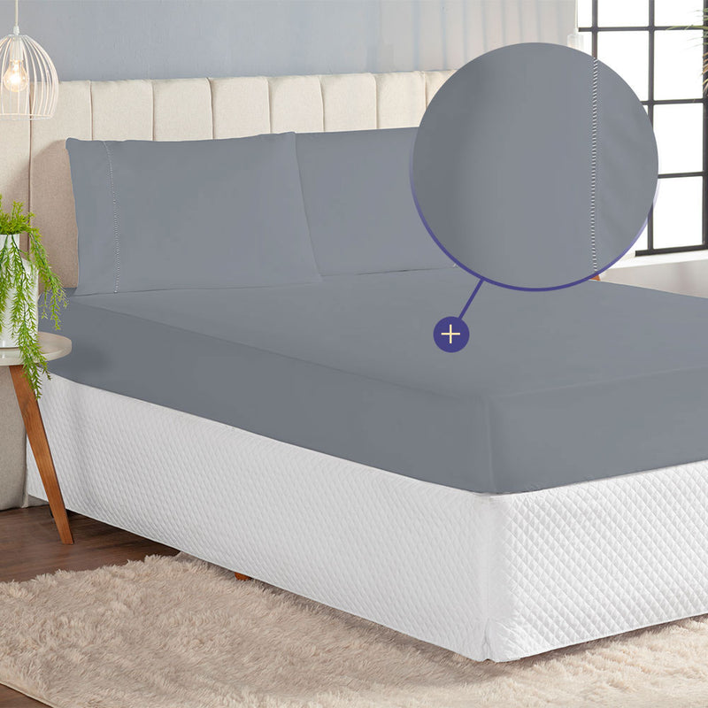 Jogo de Cama Casal King 3 Peças Laura Percal 200 Fios