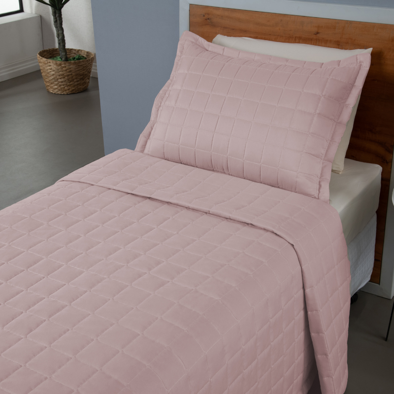 Kit Cobre Leito Matelado Dupla Face Soft 2 Peças Solteiro 100% Poliéster Areia