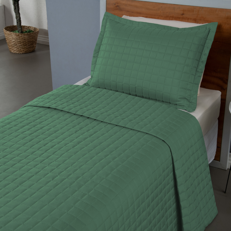 Kit Cobre Leito Matelado Copacabana 2 Peças Solteiro 100% Poliéster Percal 300 Fios